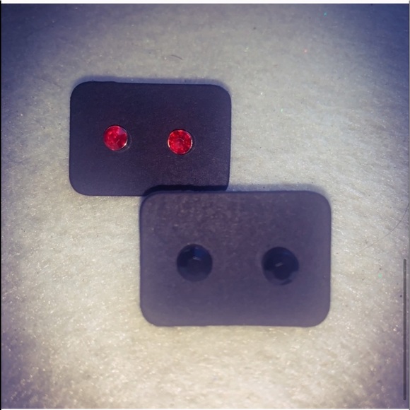 New Handmade Red & Black Crystal Sterling Silver Stud Earrings (2 Pairs) - Picture 2 of 11
